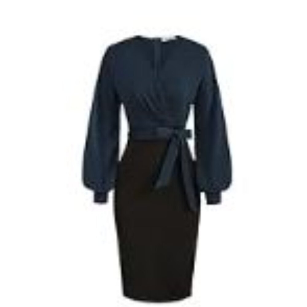 NWT 🆕️ Grace Karin Womens Wrap Slim Fit Navy Blue and Black with Long Sleeve XL